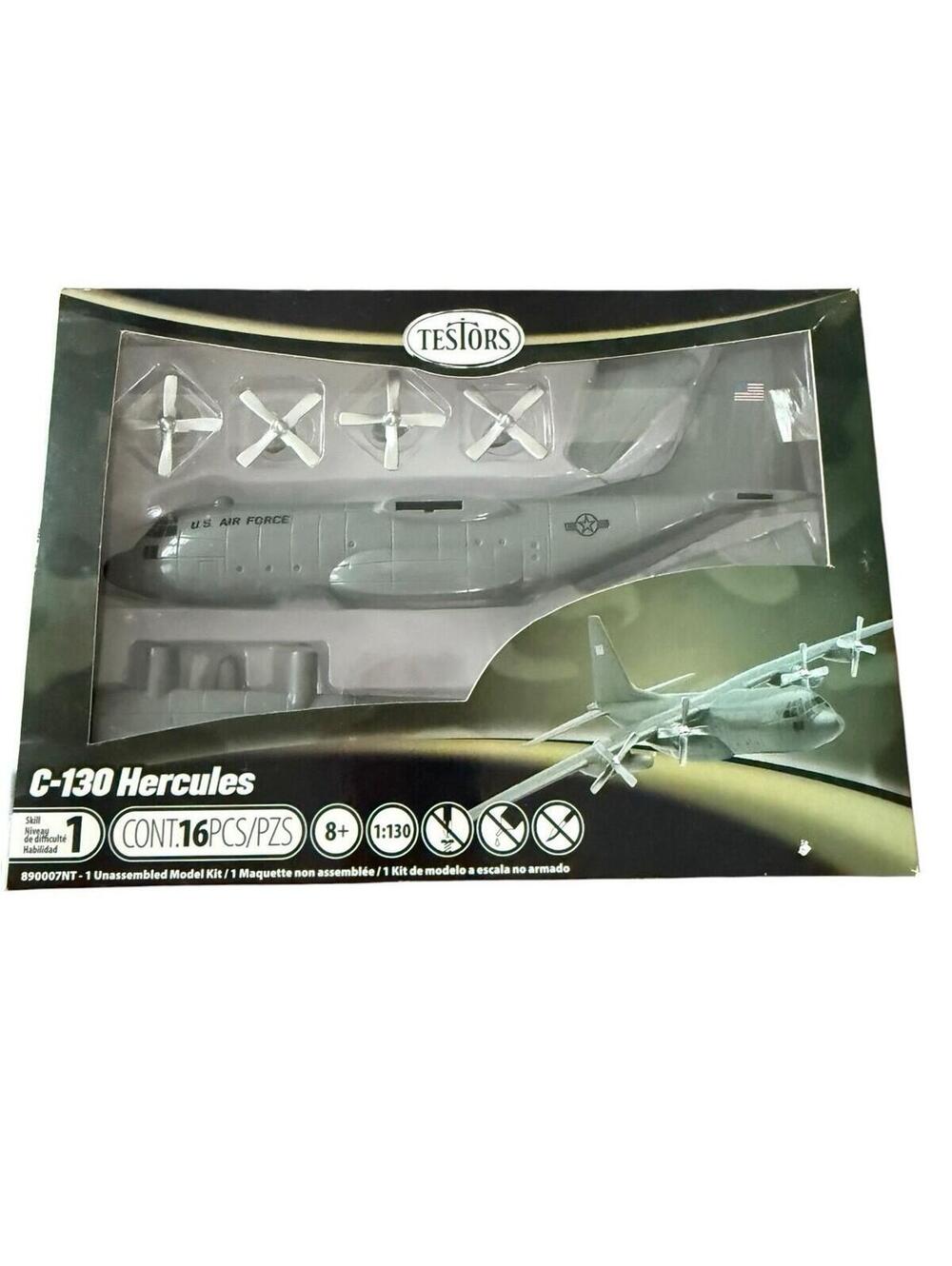 Testors C-130 Hercules Plane Model Kit Skill Level 1 Ages 8+. Scale= 1:130 16 Pc